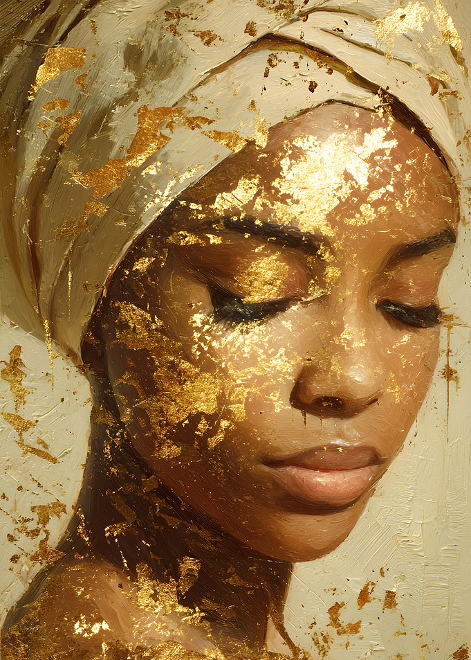 Golden Woman Portrait Painting
