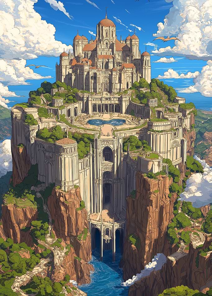Fantasy Castle on Cliffside