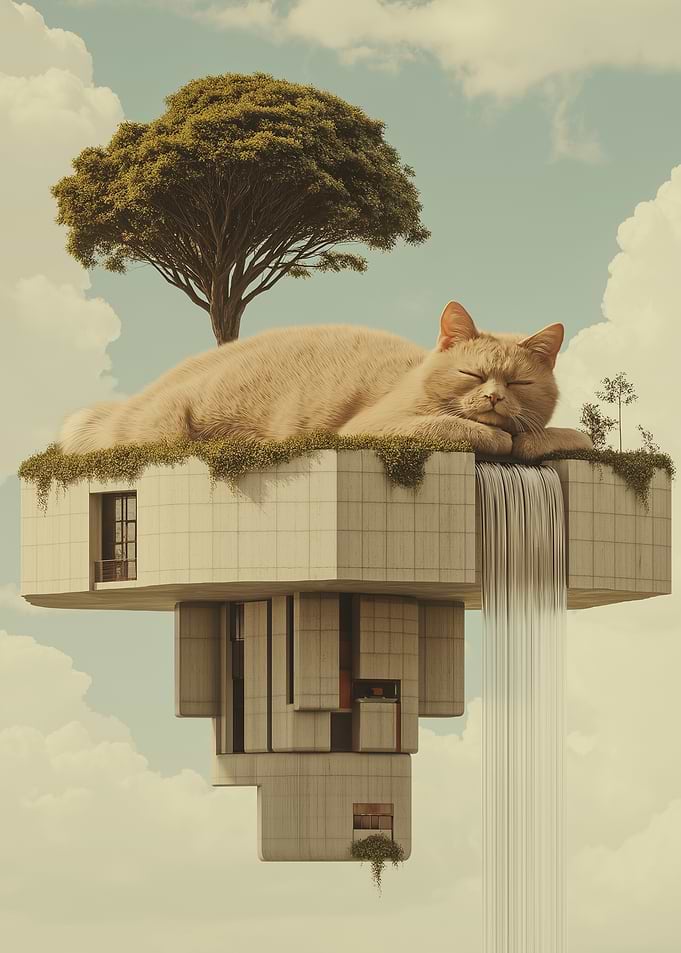 Dreamy Cat Nap on Floating Island