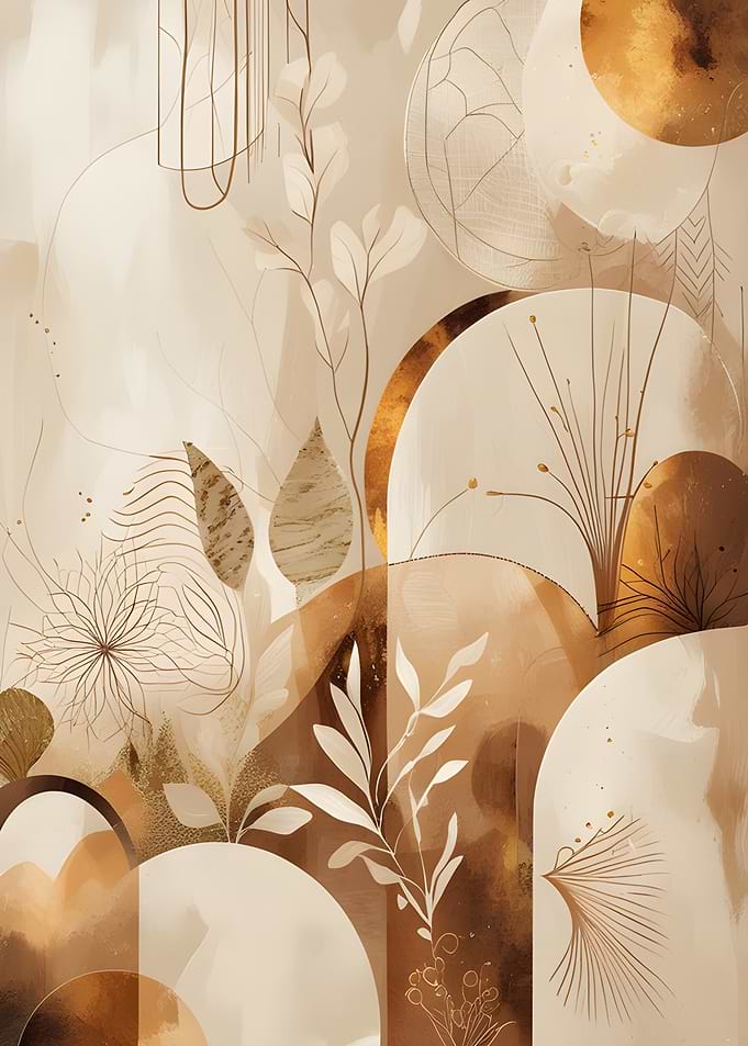 Abstract Botanical Art in Neutral Tones