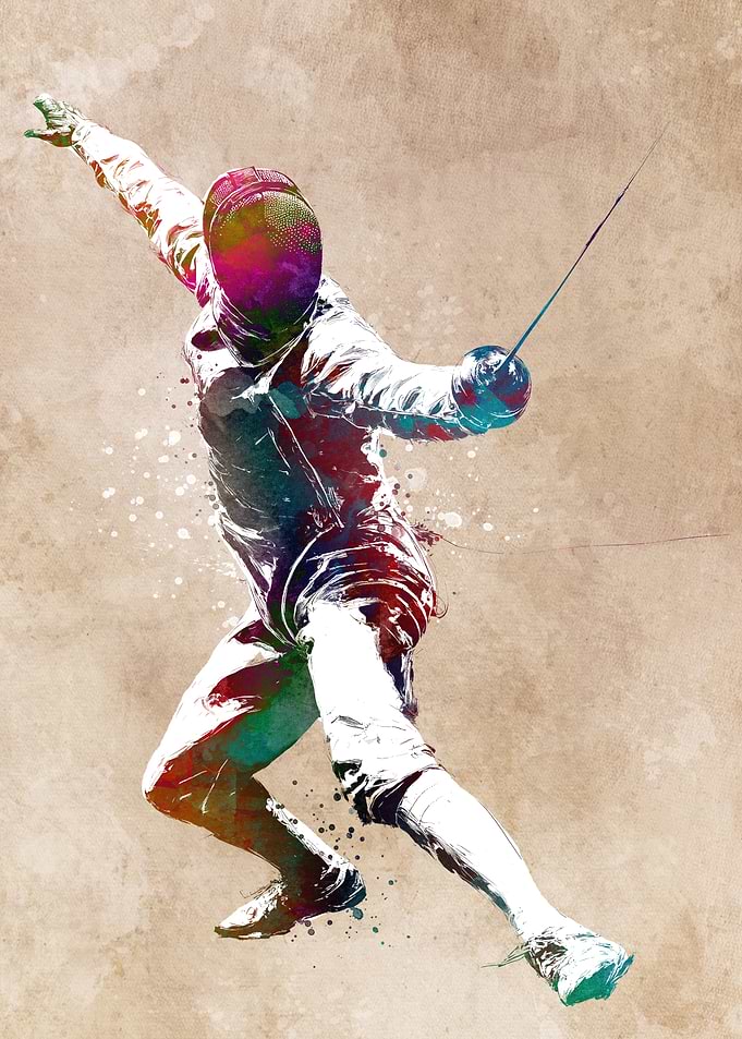 Fencing Watercolor Art