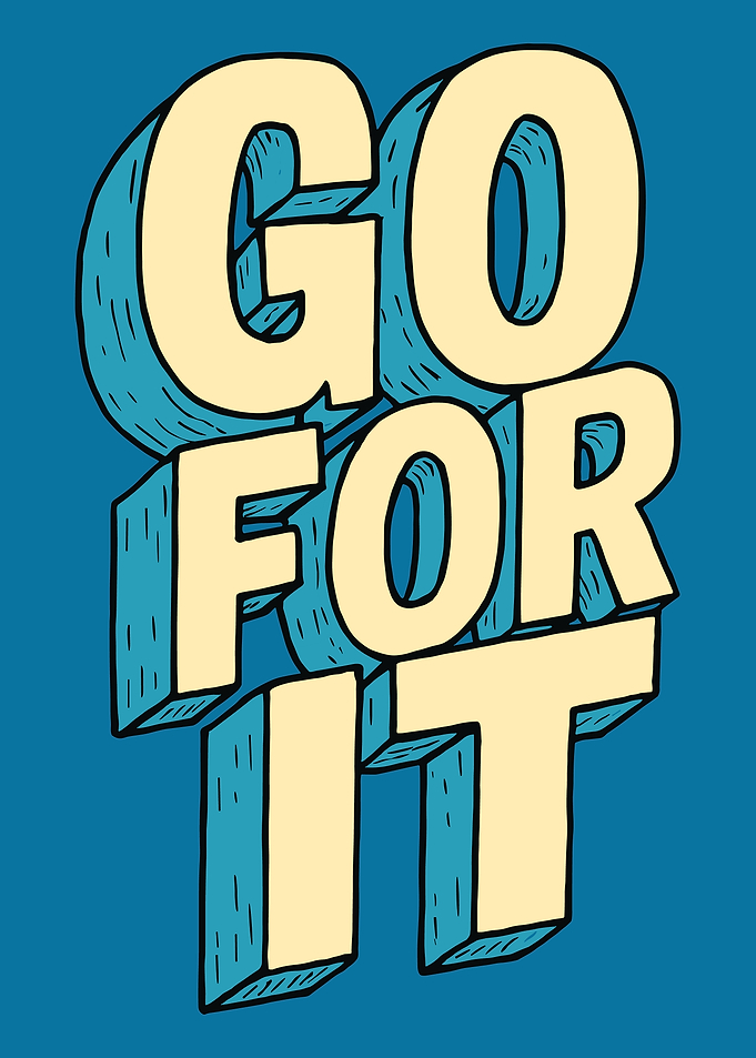 Go For It Motivational Poster, Vintage Pop Art Typography Print, Bold Comic Style Wall Art