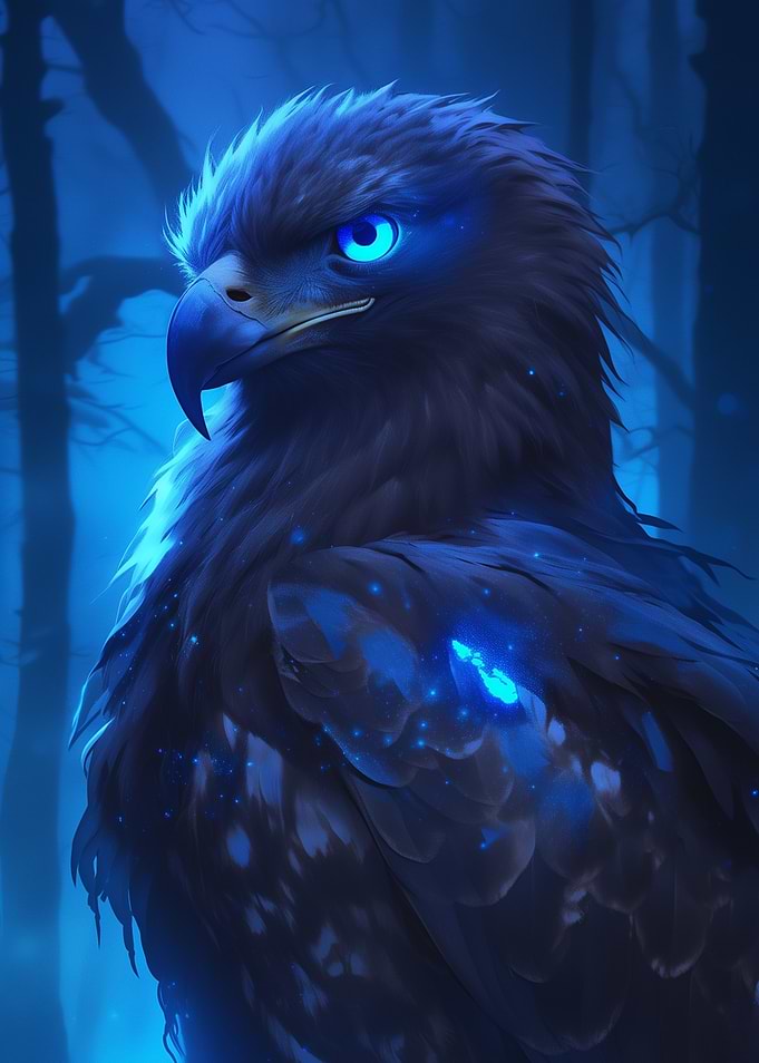 Dark Wood Collection: Blue Eagle Portrait