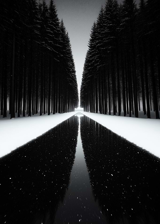 Monochrome Forest Reflection