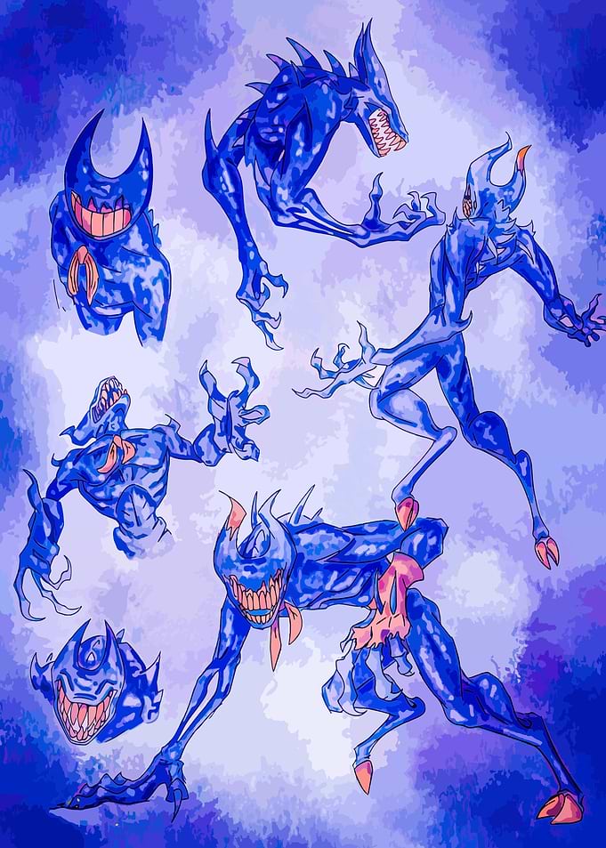 Blue Monster Character Design Sheet