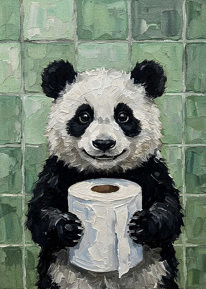 Panda with Toilet Paper Painting