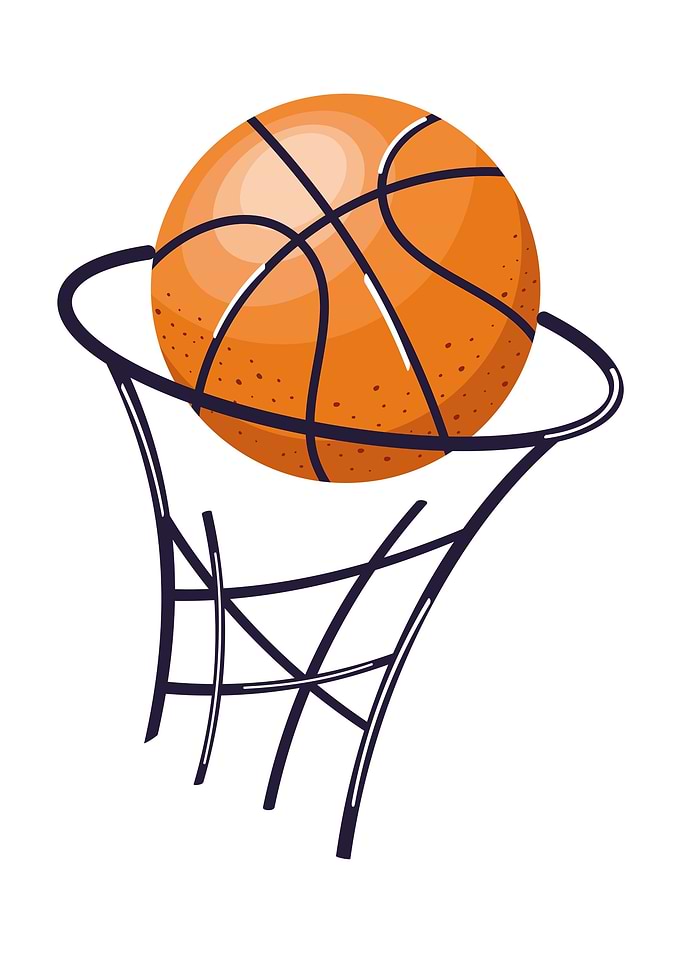 Basketball in hoop illustration