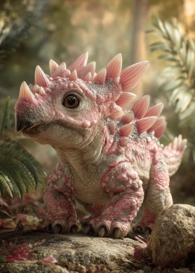 Cute Baby Dinosaur in Forest Setting