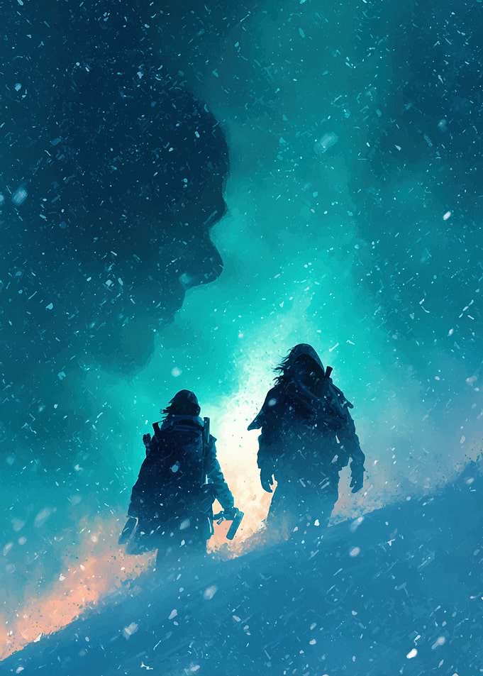 Winter Journey in a Snowy Landscape