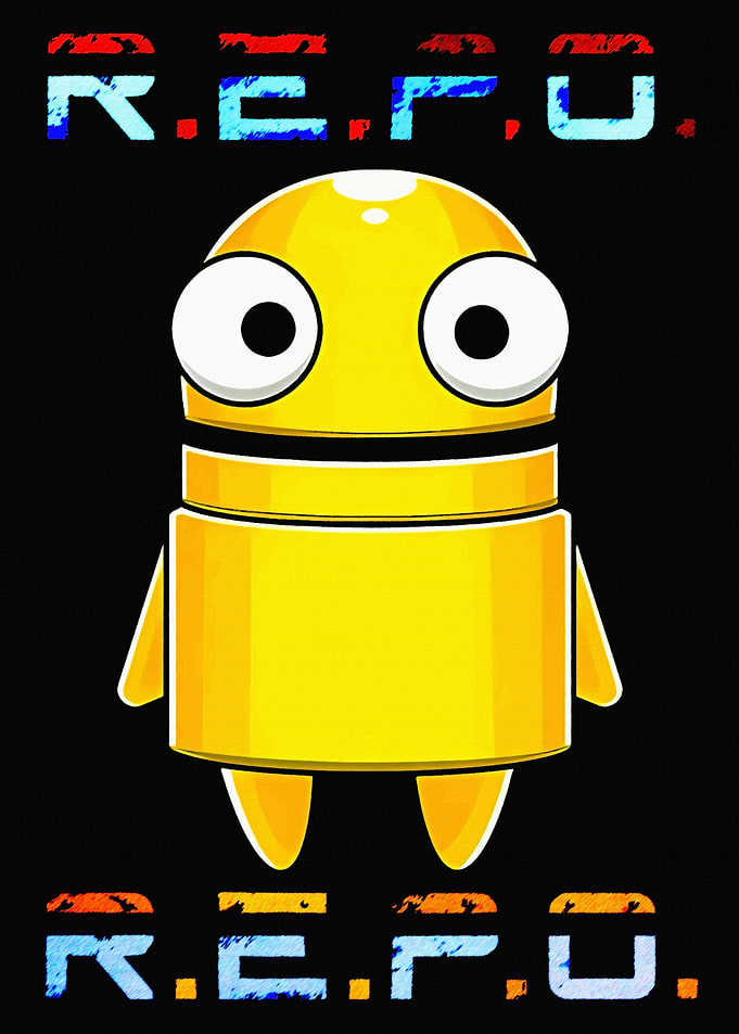 Yellow Robot Character with R.E.P.O. Text