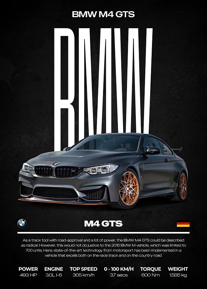 BMW M4 GTS Car Poster