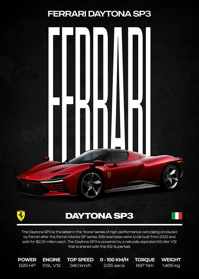 Ferrari Daytona SP3 Car Poster