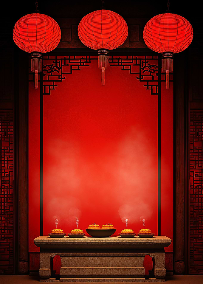 Chinese New Year Altar with Lanterns
