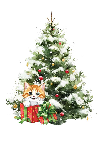 Christmas Kitten in Gift Box