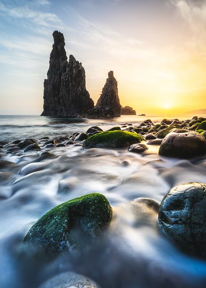 Coastal Rock Formations at Sunset