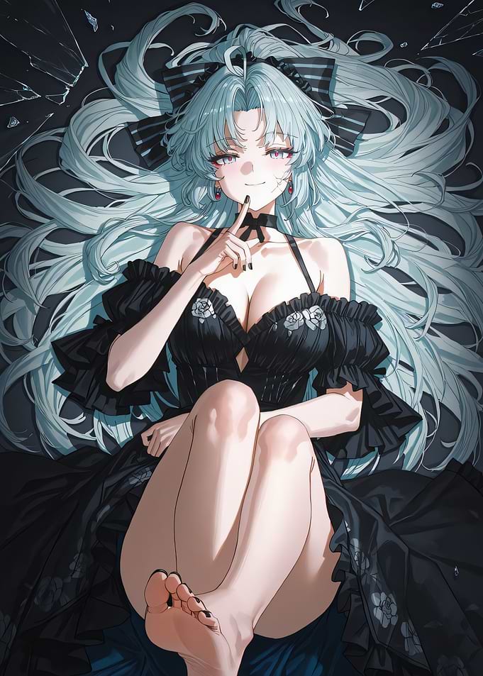 Anime Girl in Black Dress