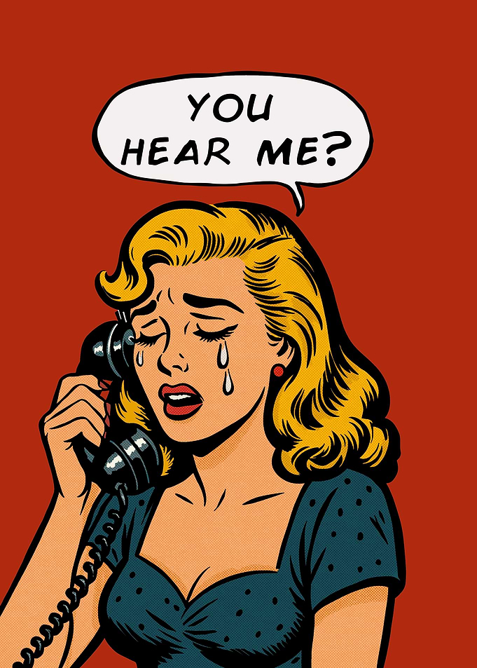 Crying Woman on Phone Comic Style