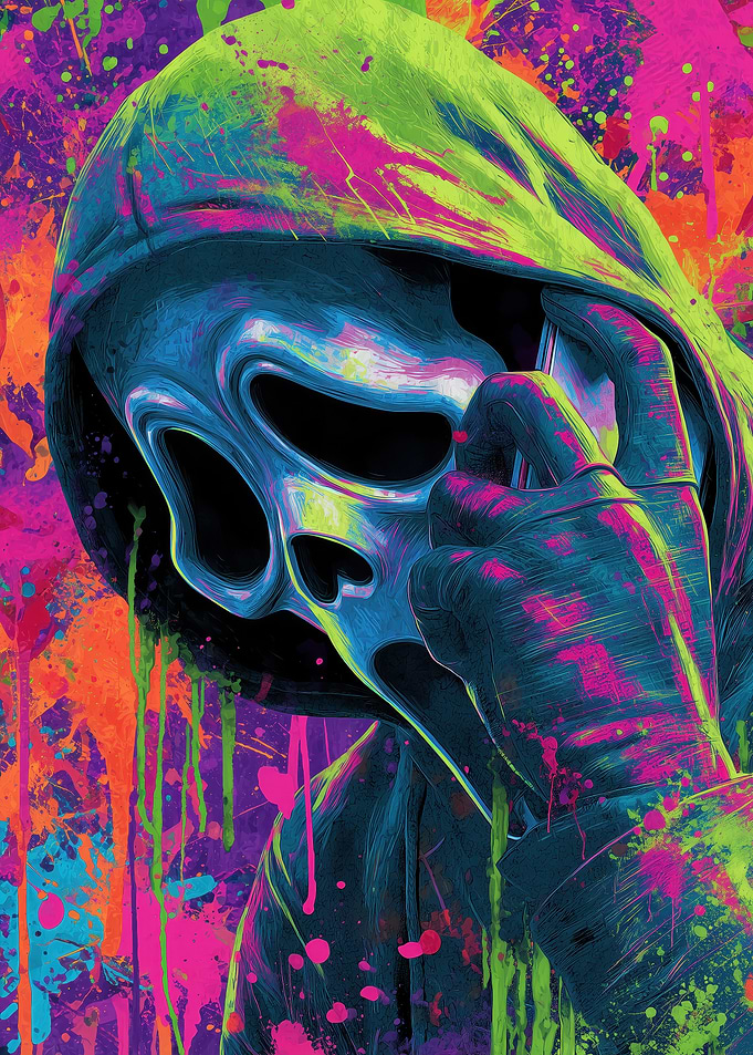 Scream Ghostface Colorful Splatter Art