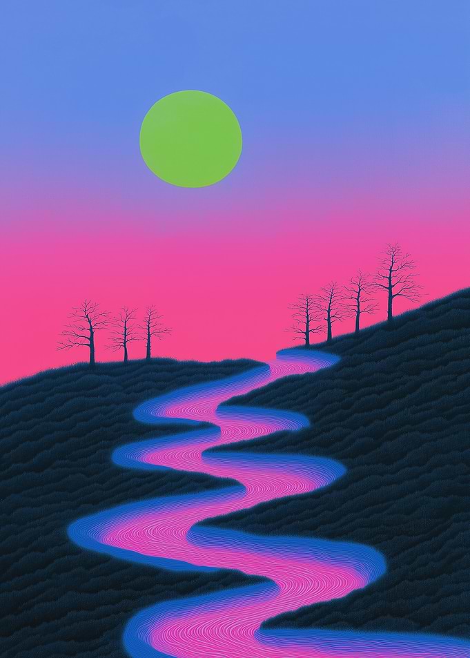 Surreal Landscape with Pink River