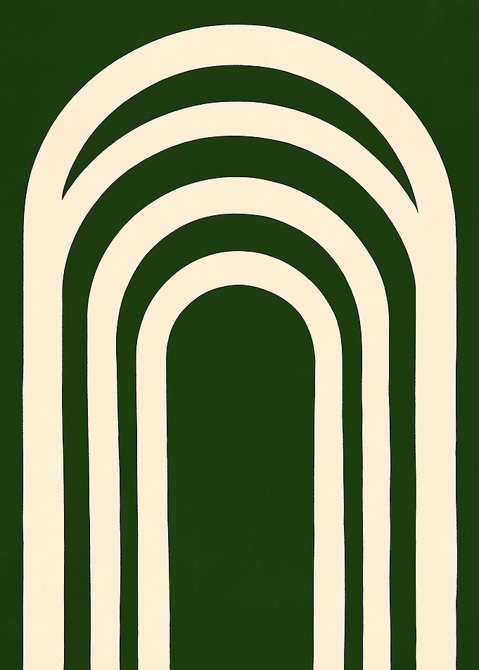 Abstract Arches on Green Background