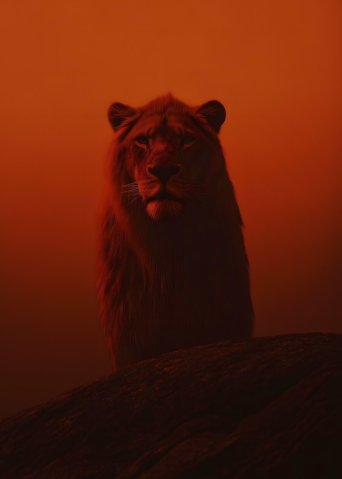 Lion in Red Hues