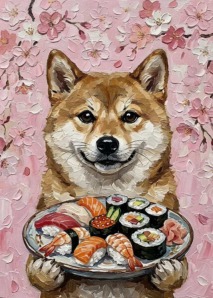 Shiba Inu with Sushi
