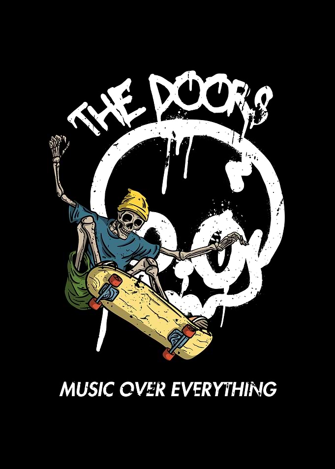 The Doors Skeleton Skateboard Music Art