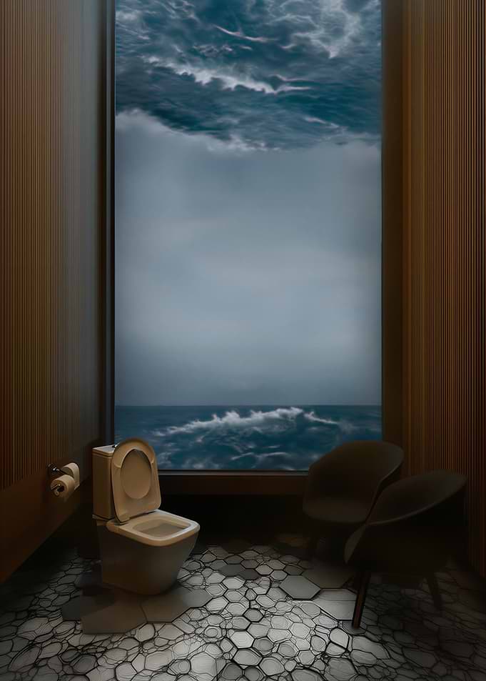 Bathroom with Ocean View