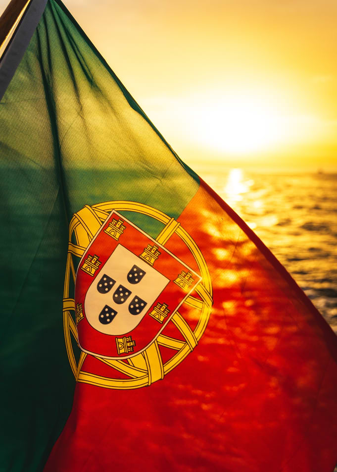 Portugal Flag at Sunset