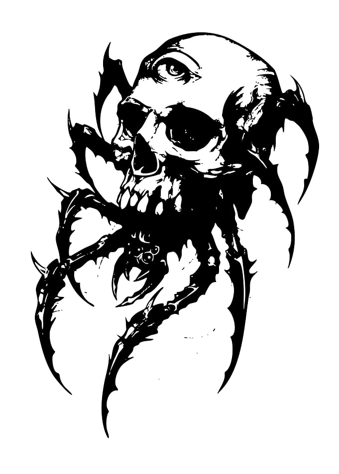Skull Spider with Eye Tattoo Design