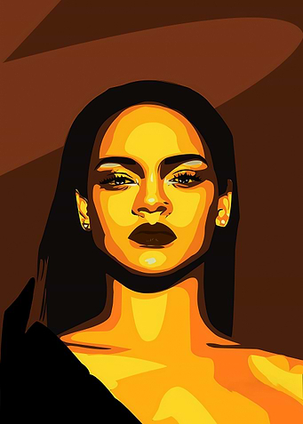 Woman Portrait in Brown and Gold