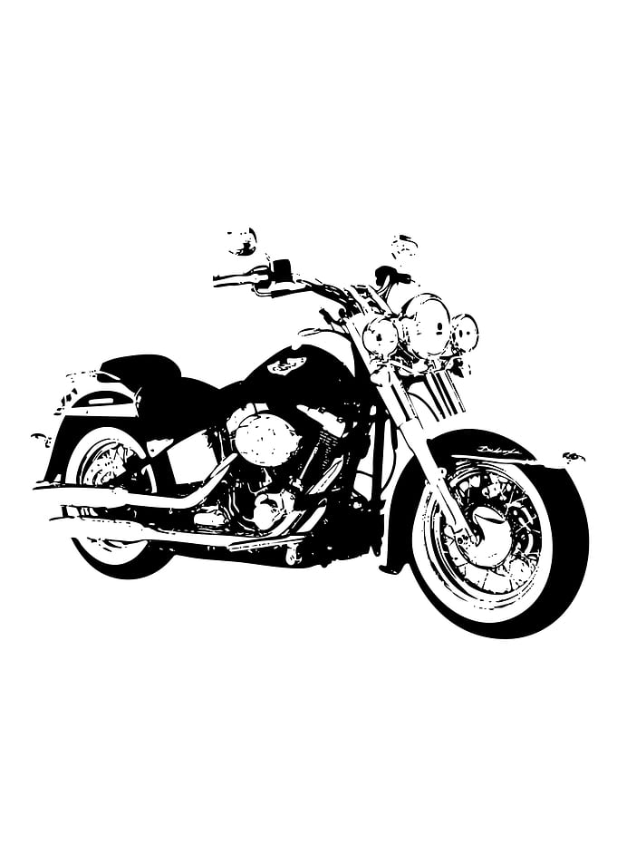 Black and White Motorcycle Illustration