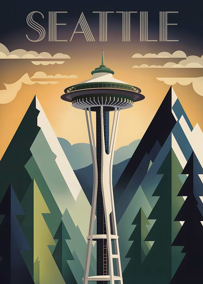 Seattle Space Needle Travel Poster