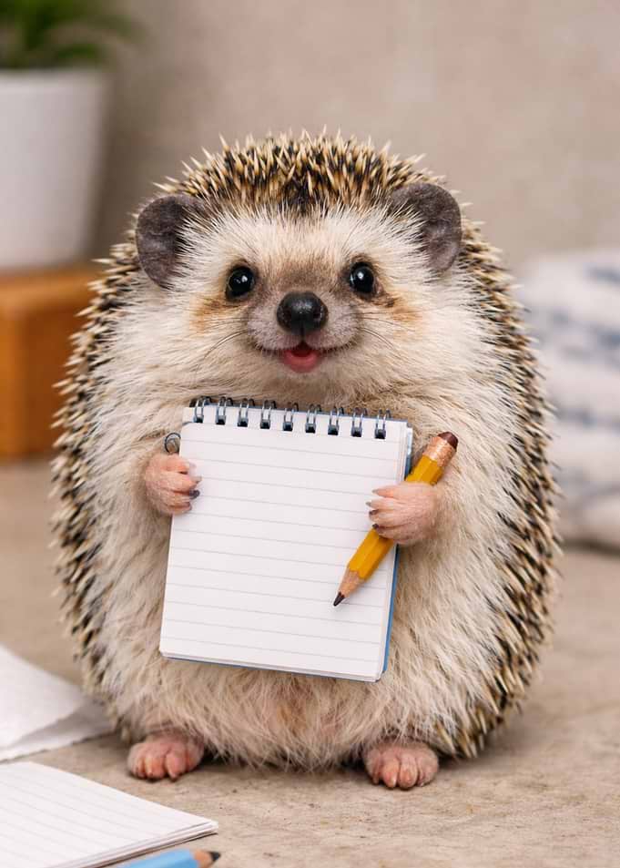 Cute Hedgehog Holding Flowers in Meadow
