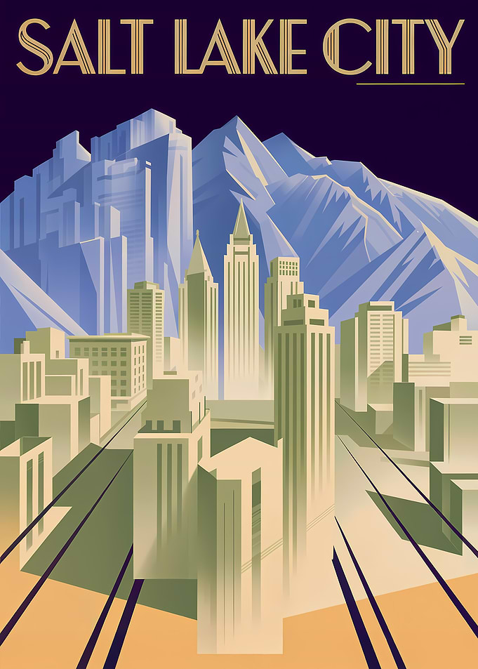 Salt Lake City Art Deco Poster