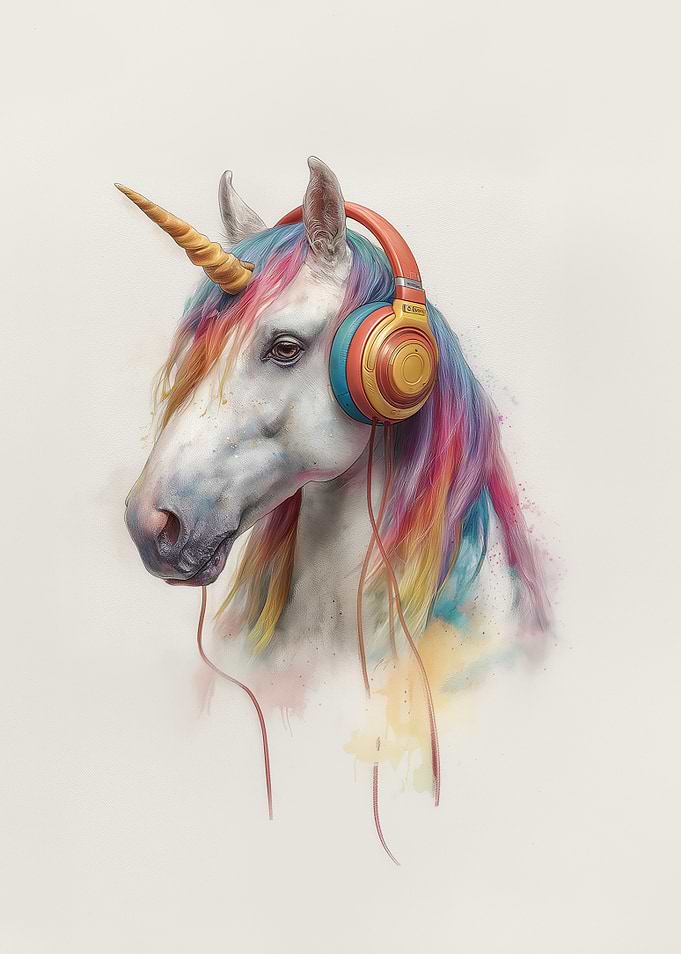 Unicorn with Headphones