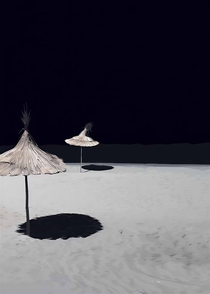 Monochrome Beach Umbrellas