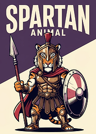 Spartan Animal Tiger Warrior Illustration