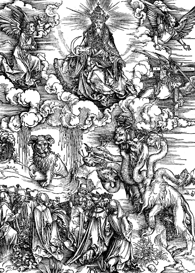 Vision of the Beast Albrecht Durer Engraving