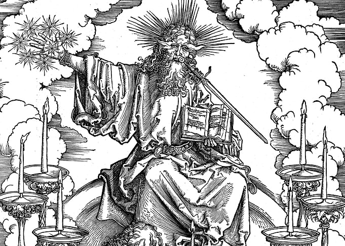 Vision of the Seven Candlesticks Albrecht Durer Engraving