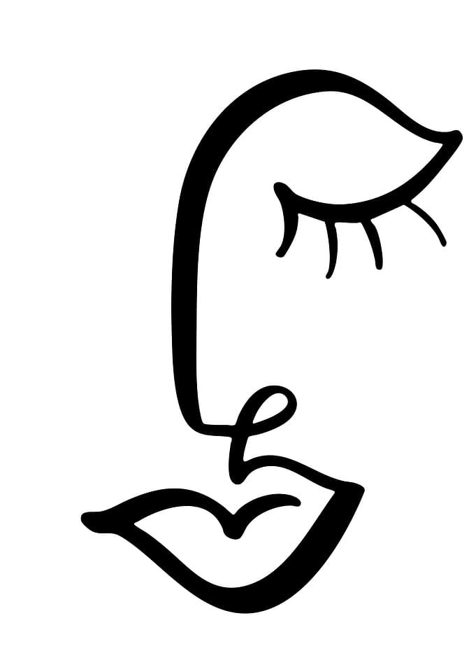 Abstract Face Line Art