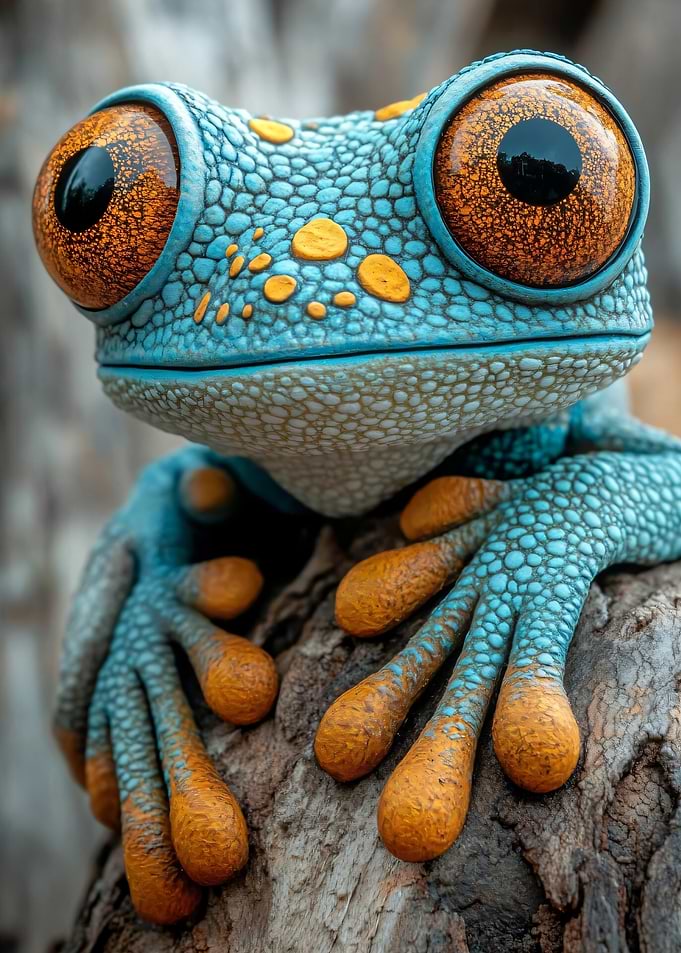 Blue and Orange Frog Portrait