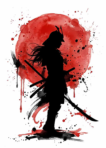 Silhouette of a Samurai Warrior
