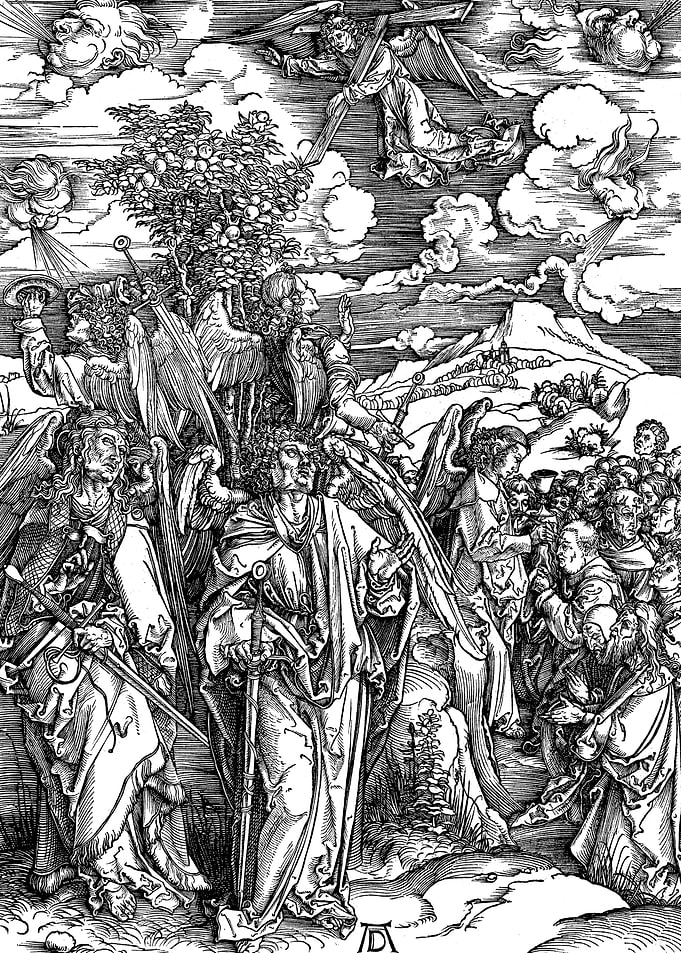 Four Angels Holding Back the Winds Albrecht Durer Engraving
