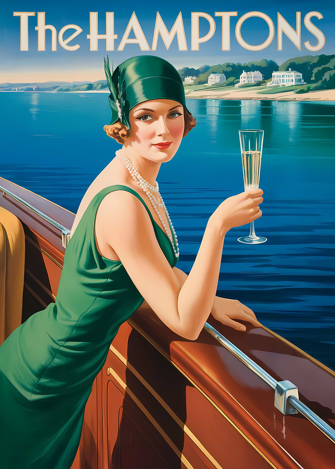 The Hamptons: Vintage Travel Poster