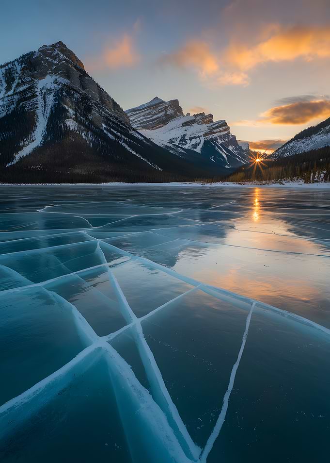 Frozen Lake at Sunrise