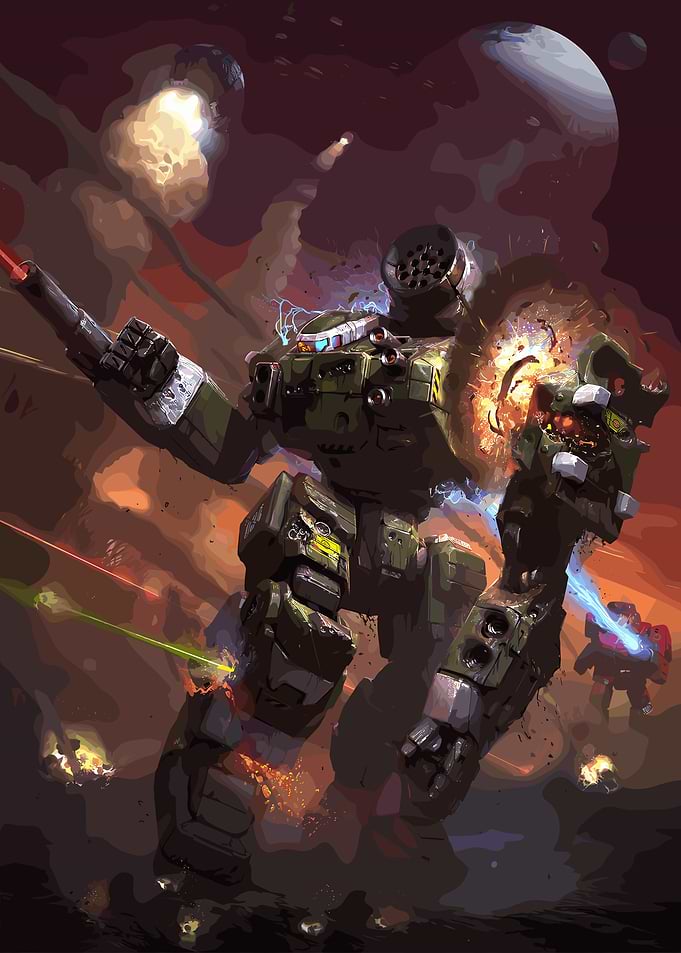 Mech Warrior in Battle