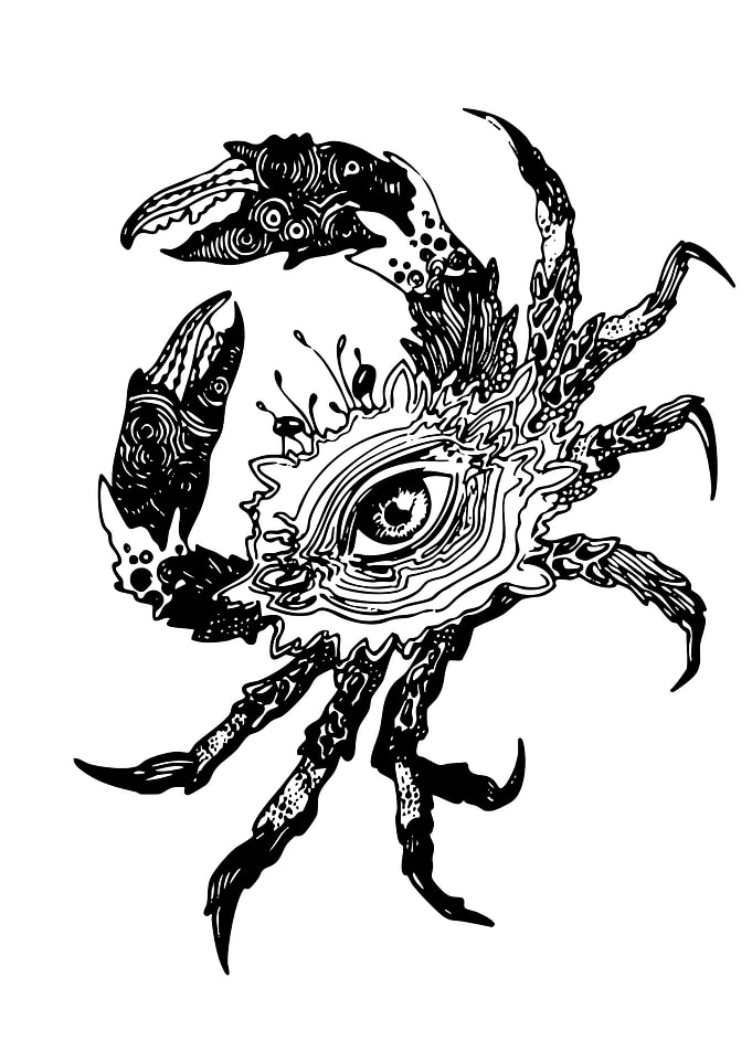 Crab Eye Black and White Illustration