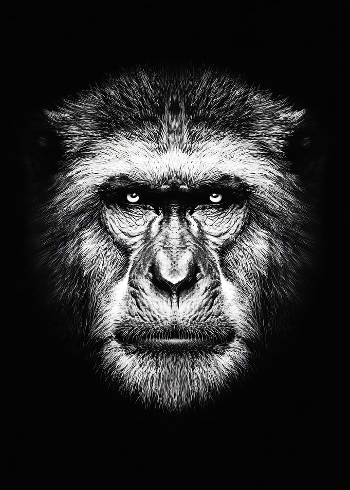 Ape Portrait in Black and White