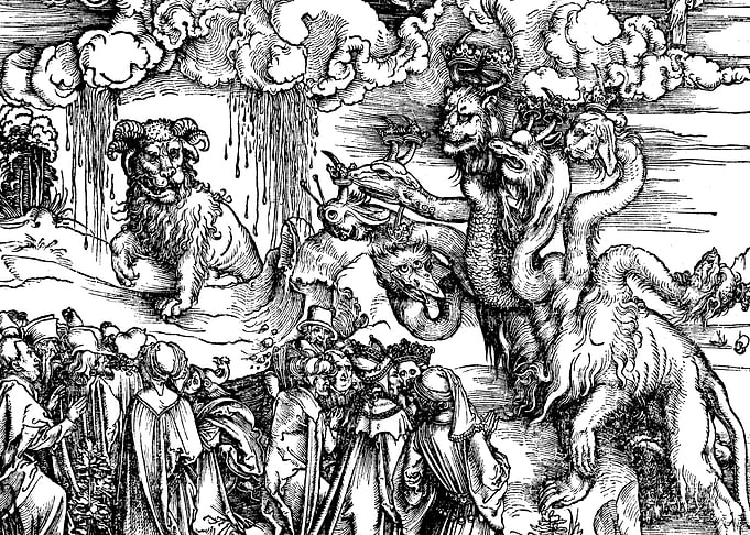 Vision of the Beast Albrecht Durer Engraving